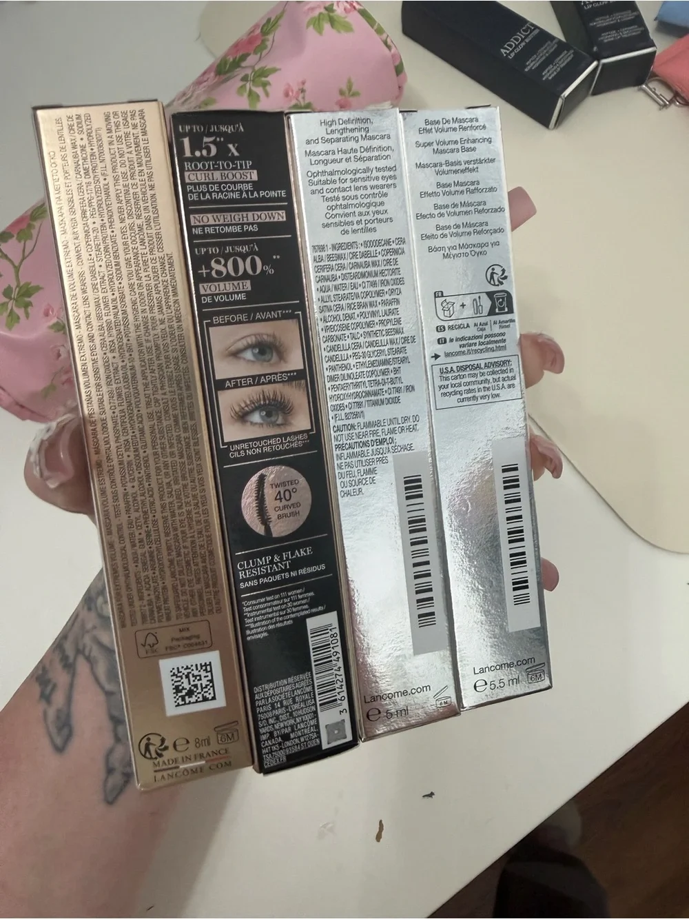Lancome Mascara Set in Silver, Black, Gold
